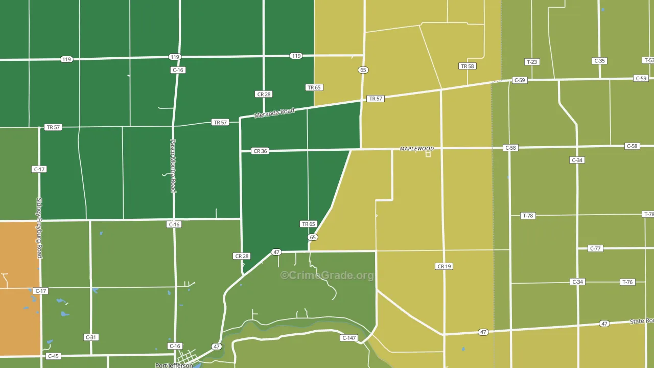 Maplewood, OH Map of Drug-Related Crime Rates