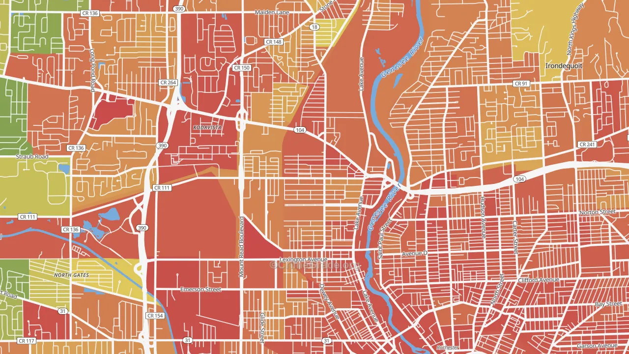 Maplewood, Rochester, NY Map of Drug-Related Crime Rates