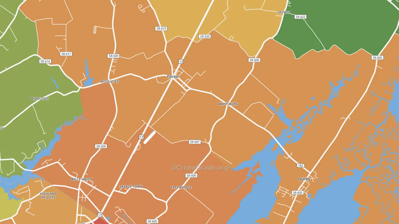 Mappsburg, VA Map of Drug-Related Crime Rates
