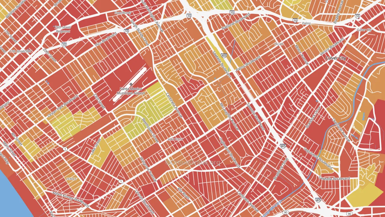 Mar Vista, Los Angeles, CA Map of Drug-Related Crime Rates