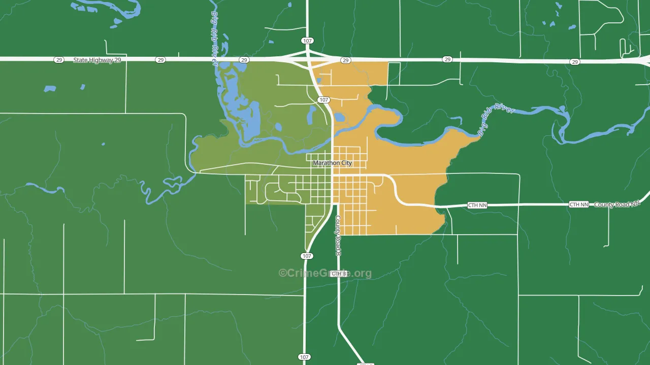 Marathon City, WI Map of Drug-Related Crime Rates