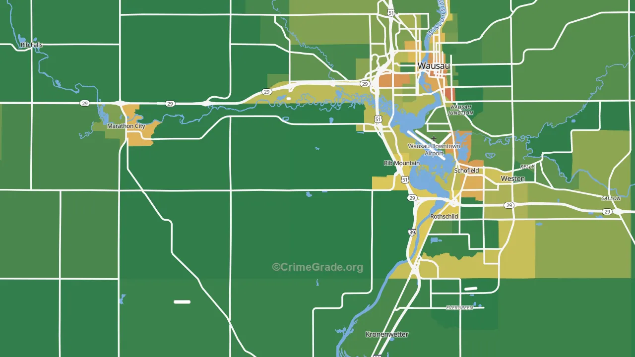 Marathon County, WI Map of Drug-Related Crime Rates