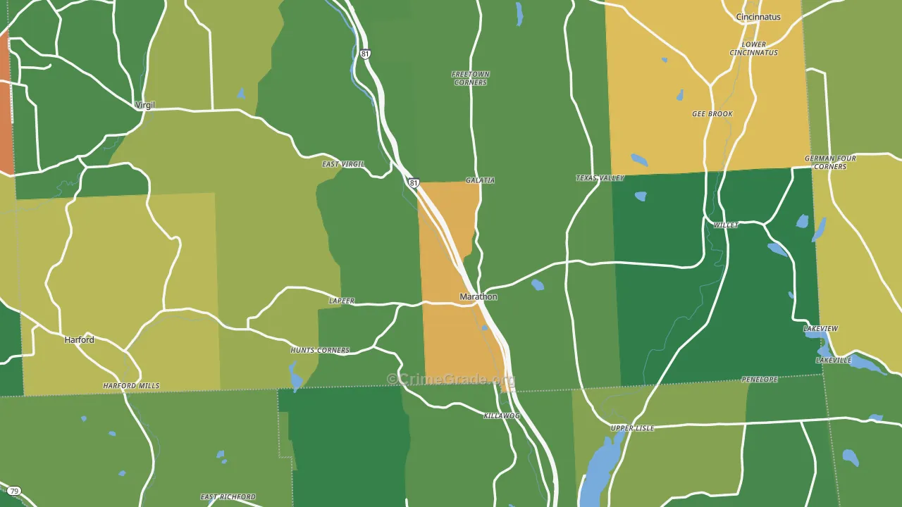 Marathon, NY Map of Drug-Related Crime Rates