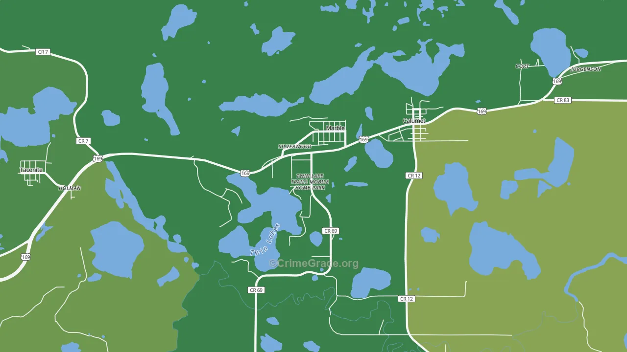 Marble, MN Map of Drug-Related Crime Rates
