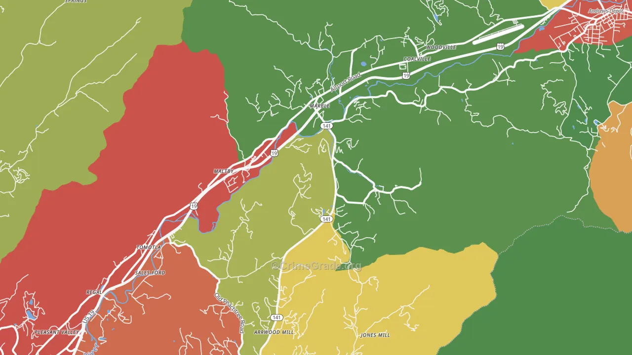 Marble, NC Map of Drug-Related Crime Rates