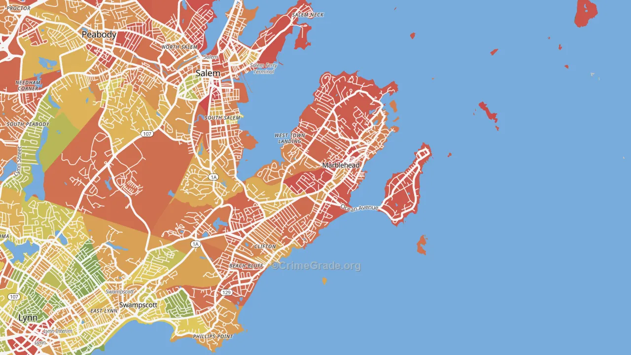Marblehead, MA Map of Drug-Related Crime Rates