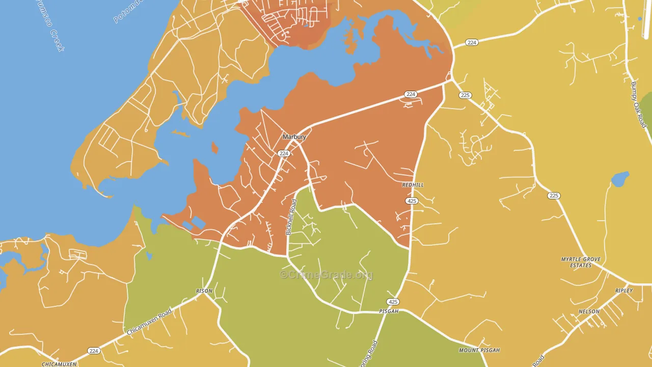 Marbury, MD Map of Drug-Related Crime Rates