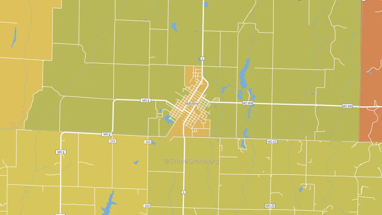 Marceline, MO Map of Drug-Related Crime Rates