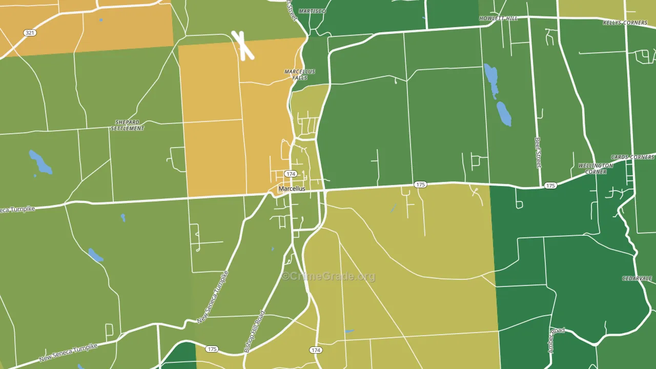 Marcellus, NY Map of Drug-Related Crime Rates