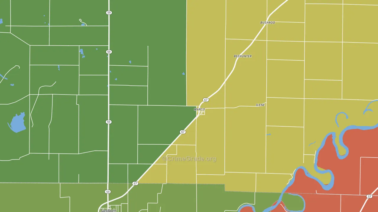 Marco, IN Map of Drug-Related Crime Rates