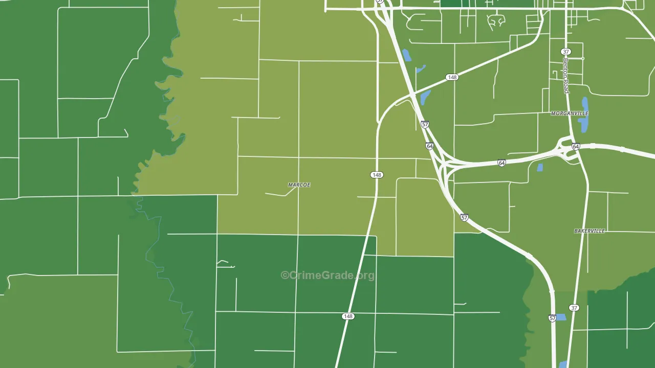 Marcoe, IL Map of Drug-Related Crime Rates