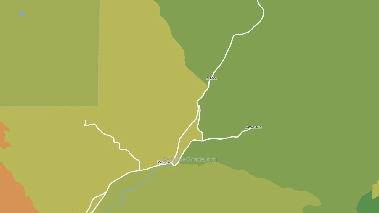 Marcola, OR Map of Drug-Related Crime Rates