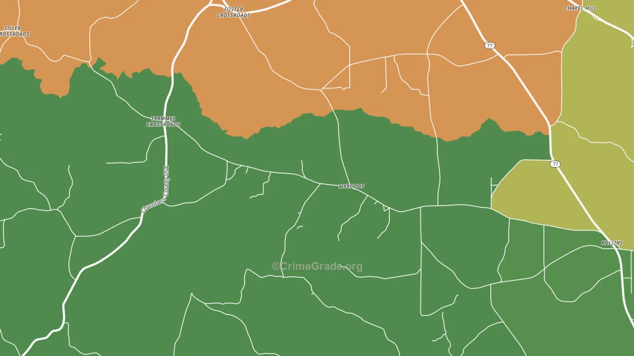 Marcoot, AL Map of Drug-Related Crime Rates