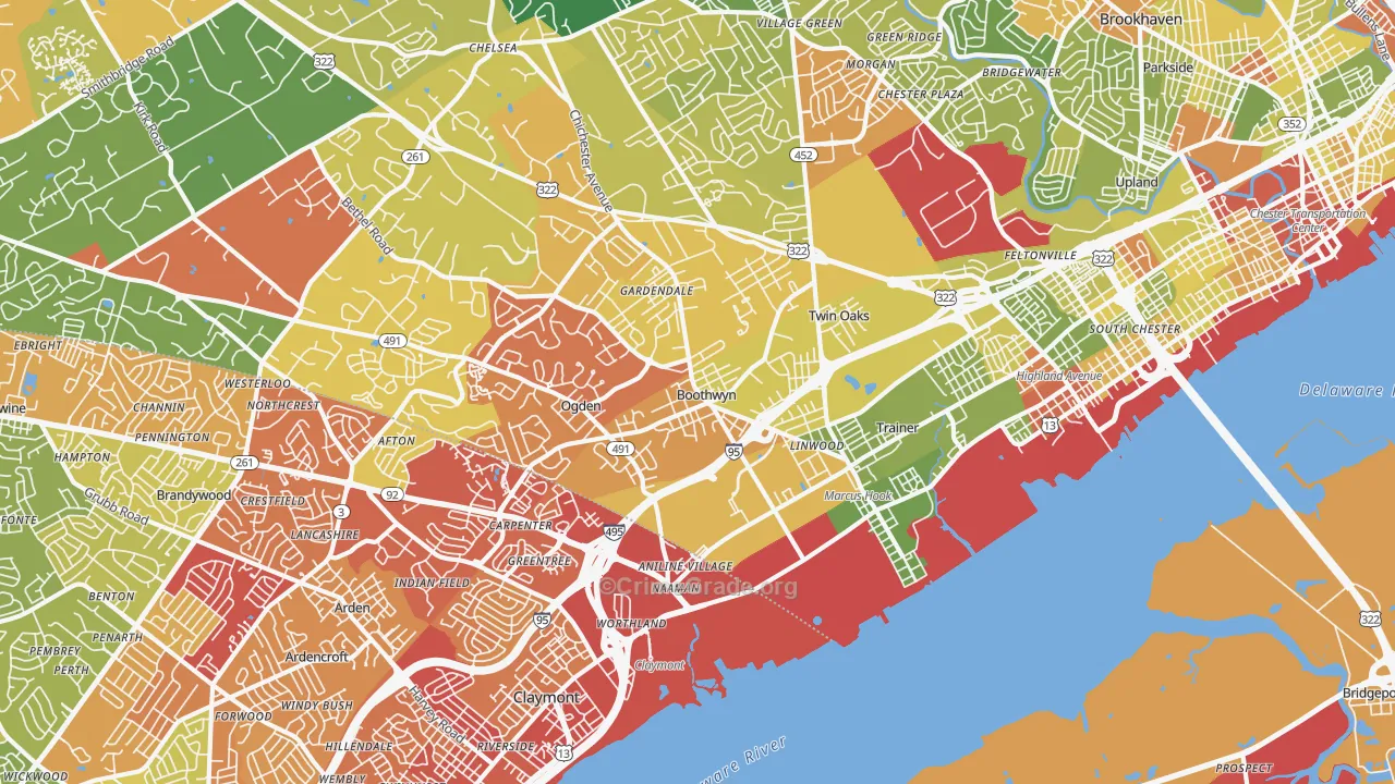 Marcus Hook, PA Map of Drug-Related Crime Rates
