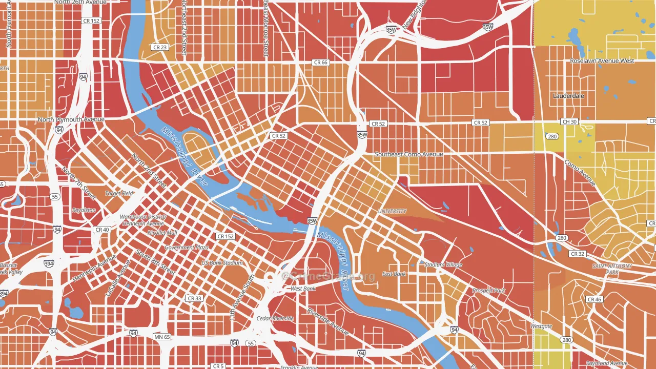 Marcy Holmes, Minneapolis, MN Map of Drug-Related Crime Rates