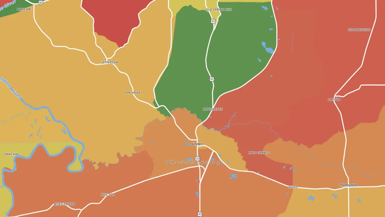 Marengo County, AL Map of Drug-Related Crime Rates