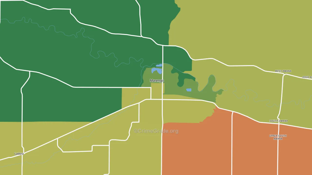 Marengo, IA Map of Drug-Related Crime Rates