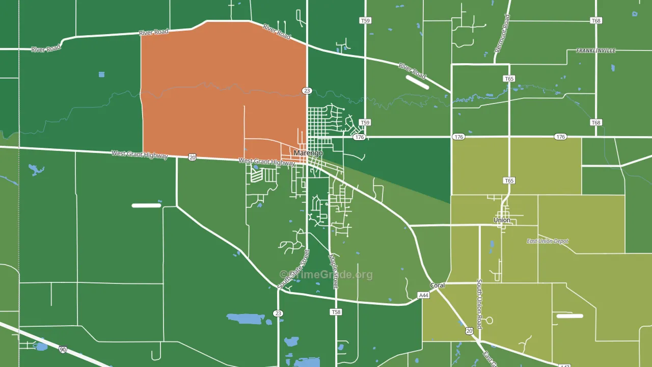 Marengo, IL Map of Drug-Related Crime Rates