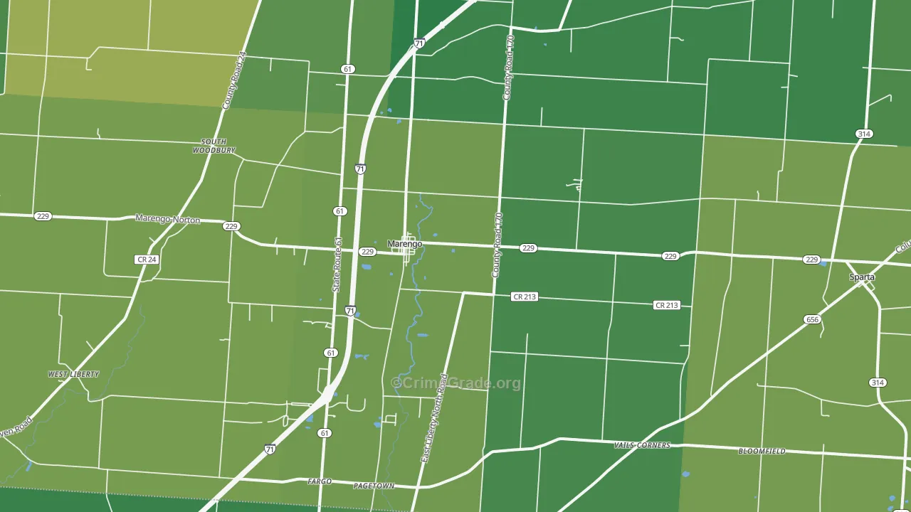Marengo, OH Map of Drug-Related Crime Rates