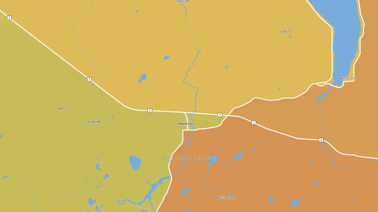 Marenisco, MI Map of Drug-Related Crime Rates