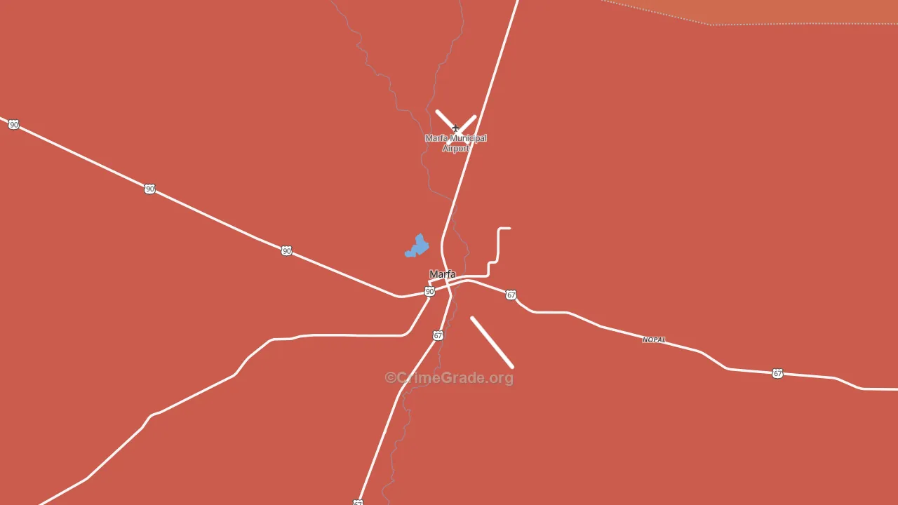 Marfa, TX Map of Drug-Related Crime Rates