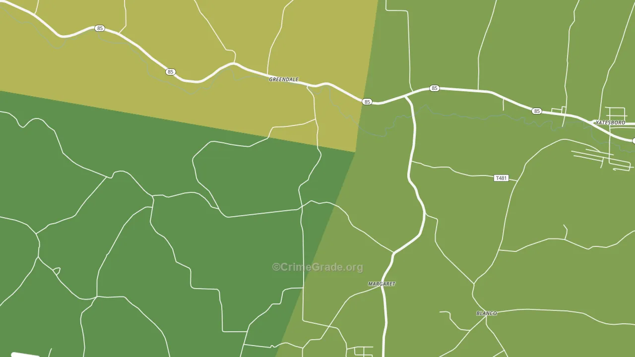 Margaret, PA Map of Drug-Related Crime Rates