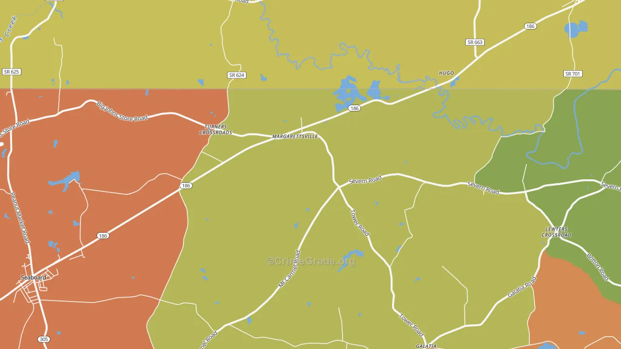 Margarettsville, NC Map of Drug-Related Crime Rates