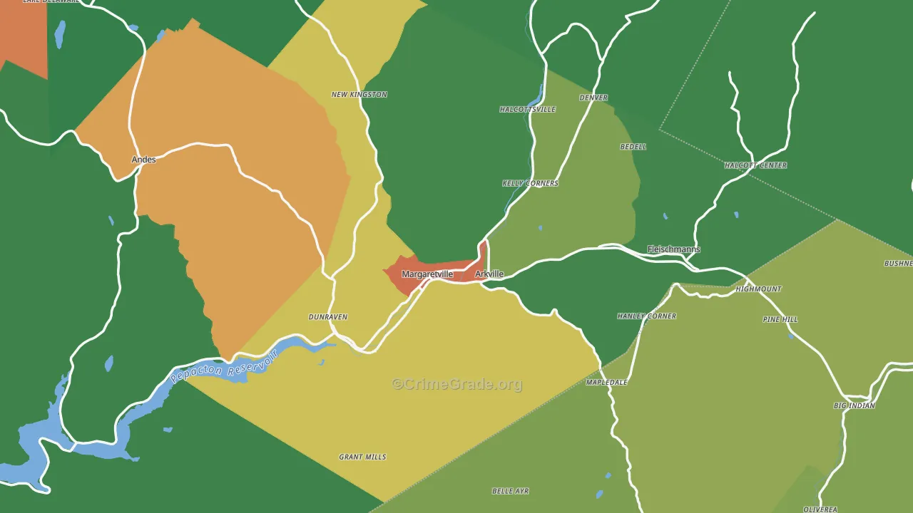 Margaretville, NY Map of Drug-Related Crime Rates