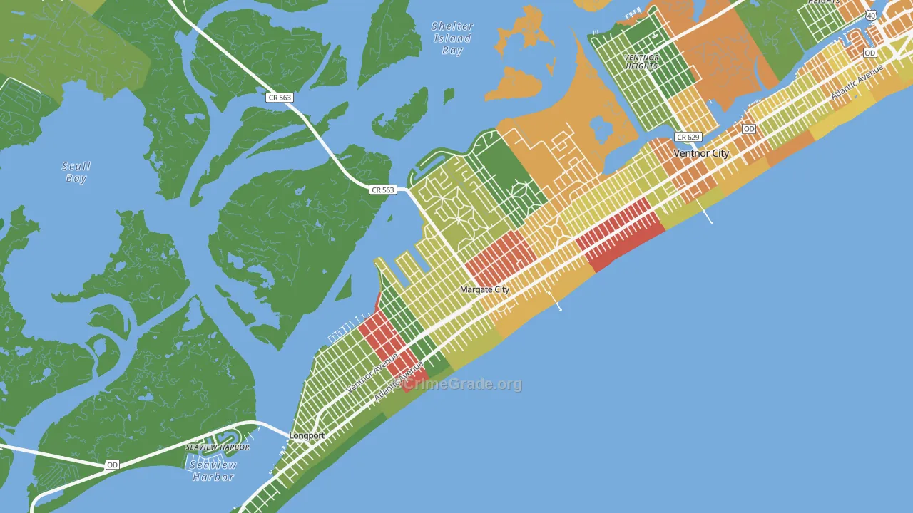 Margate City, NJ Map of Drug-Related Crime Rates