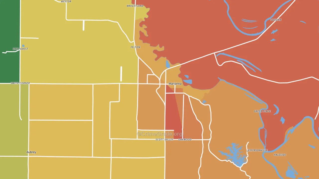 Marianna, AR Map of Drug-Related Crime Rates