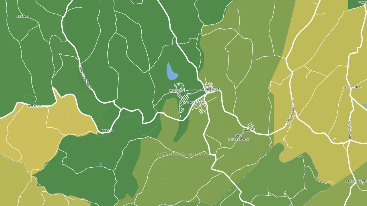 Marianna, PA Map of Drug-Related Crime Rates