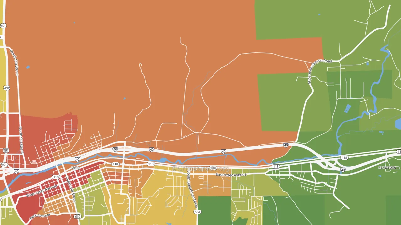 Mariano Lake, NM Map of Drug-Related Crime Rates