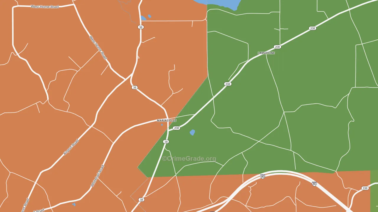 Mariasville, PA Map of Drug-Related Crime Rates