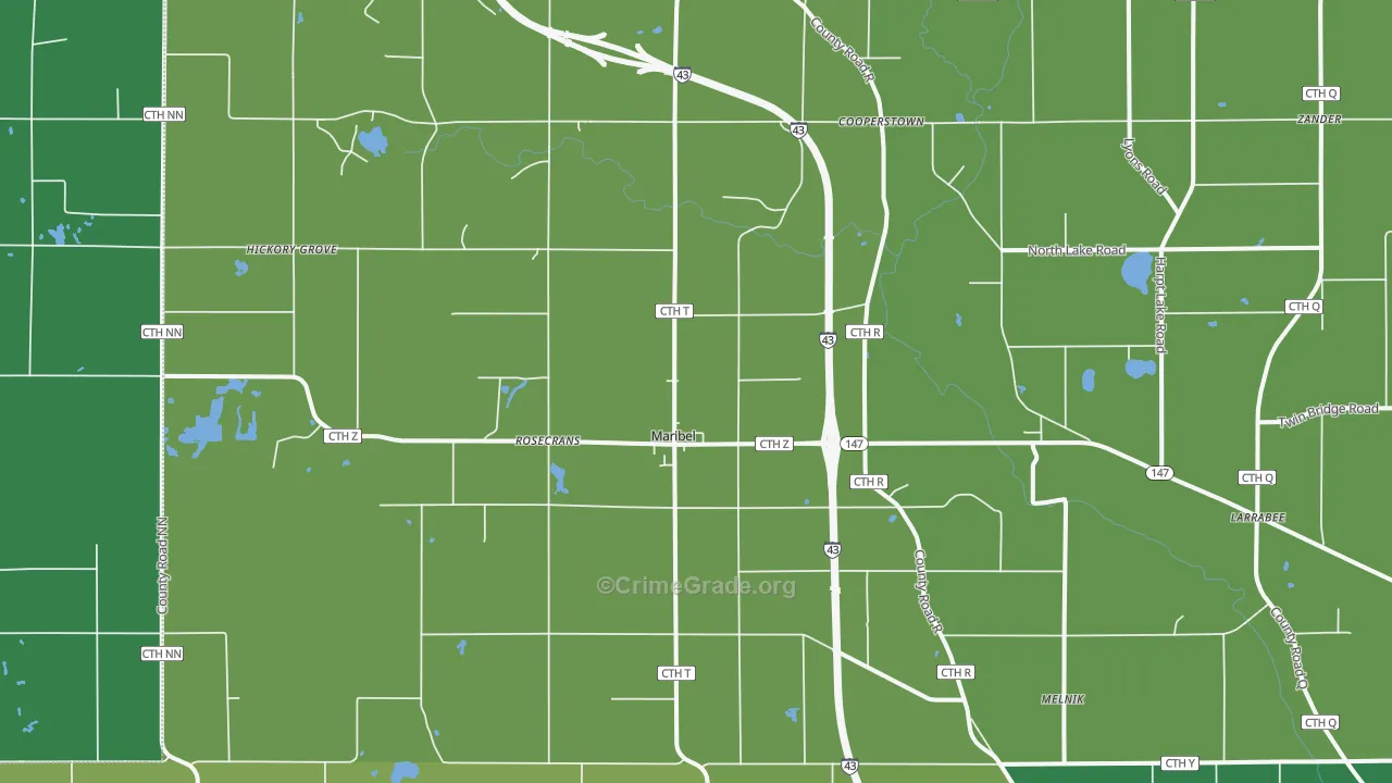 Maribel, WI Map of Drug-Related Crime Rates