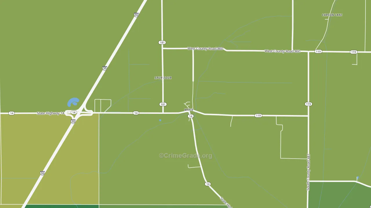Marie, AR Map of Drug-Related Crime Rates
