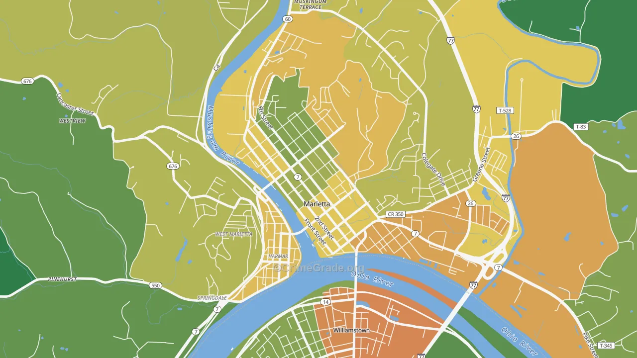 Marietta Historic District, Marietta, OH Map of Drug-Related Crime Rates