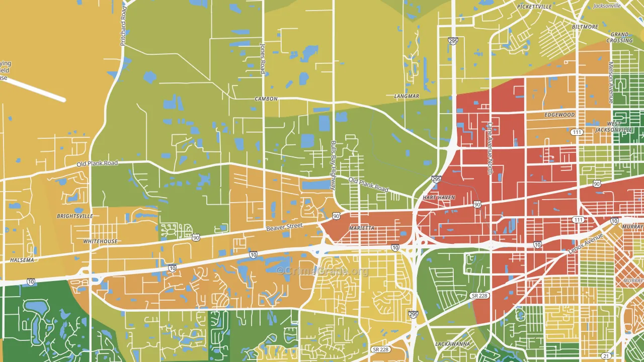 Marietta, Jacksonville, FL Map of Drug-Related Crime Rates