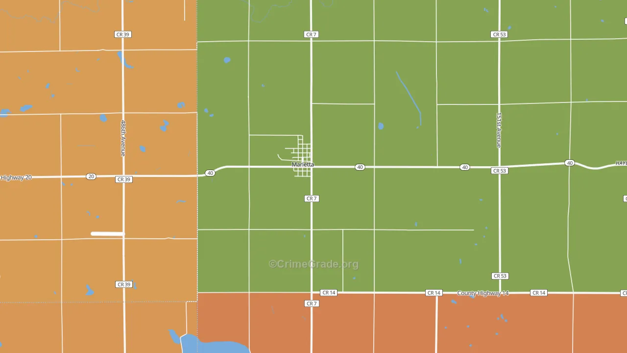 Marietta, MN Map of Drug-Related Crime Rates