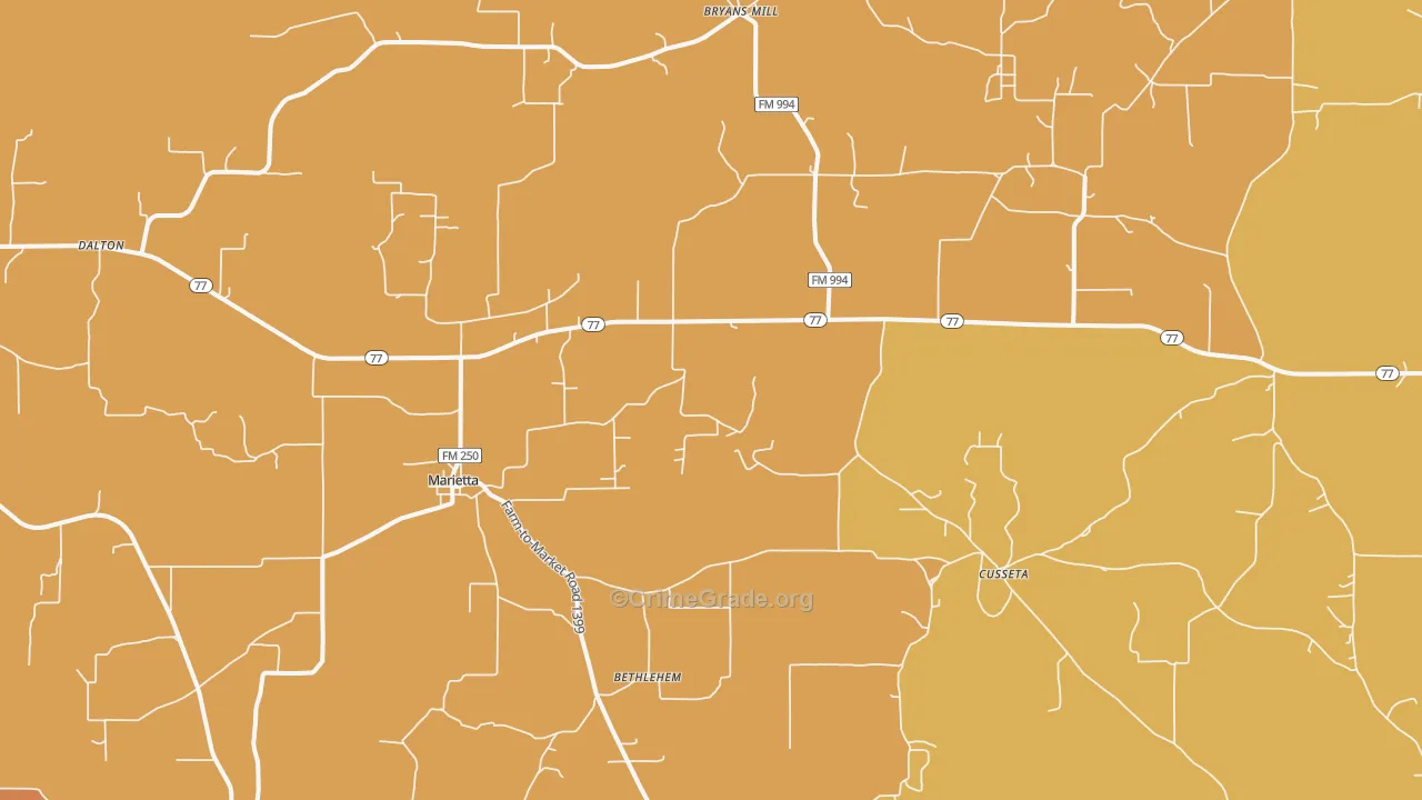 Marietta, TX Map of Drug-Related Crime Rates