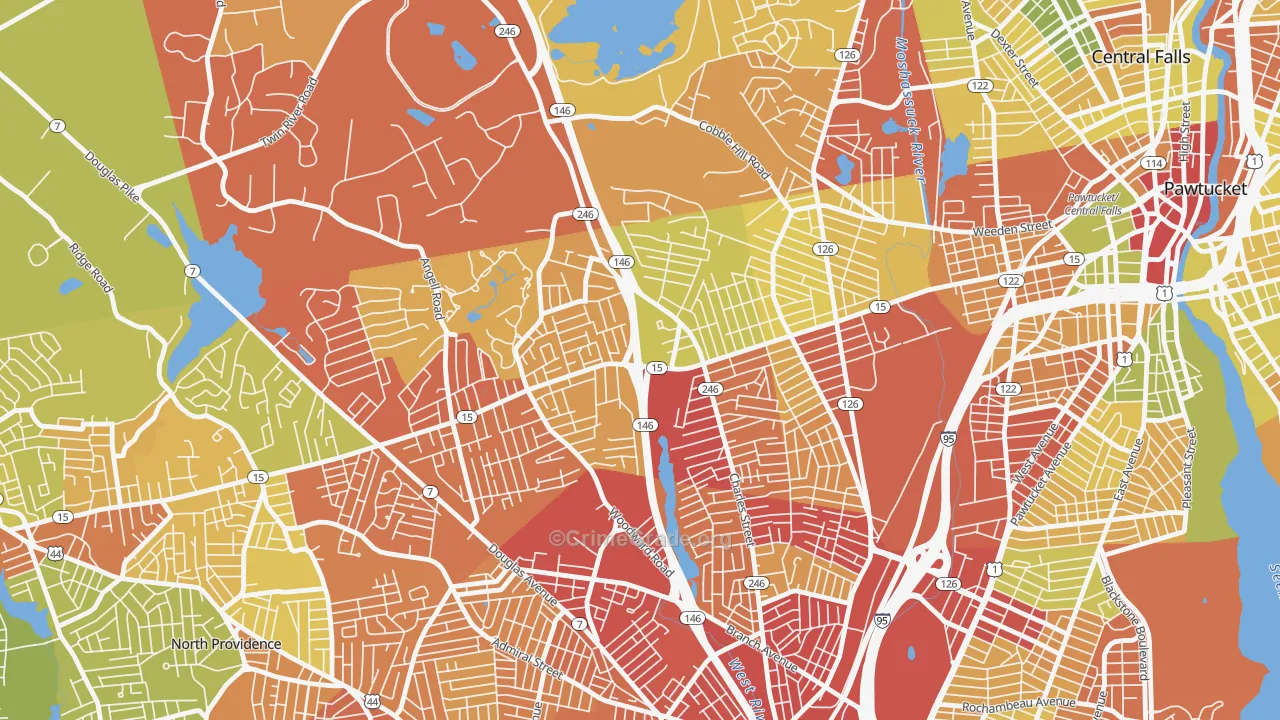 Marieville, Providence, RI Map of Drug-Related Crime Rates