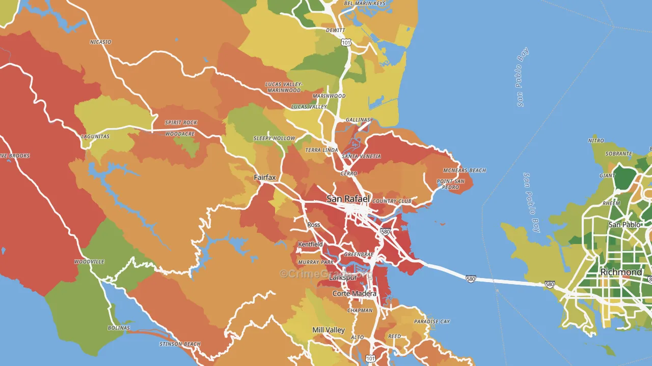 Marin County, CA Map of Drug-Related Crime Rates