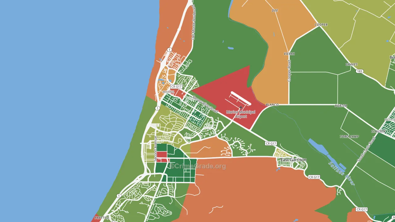 Marina, CA Map of Drug-Related Crime Rates