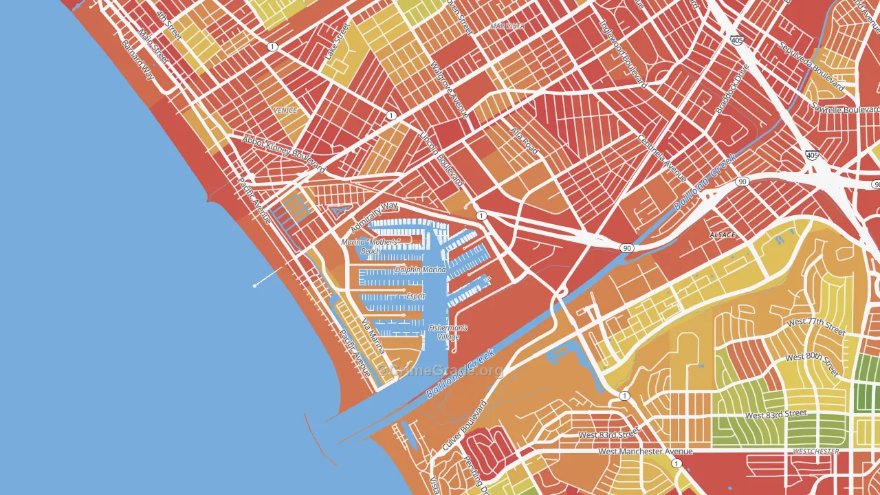 Marina Del Rey, CA Map of Drug-Related Crime Rates