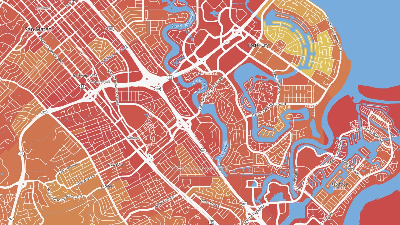 Marina Lagoon, San Mateo, CA Map of Drug-Related Crime Rates