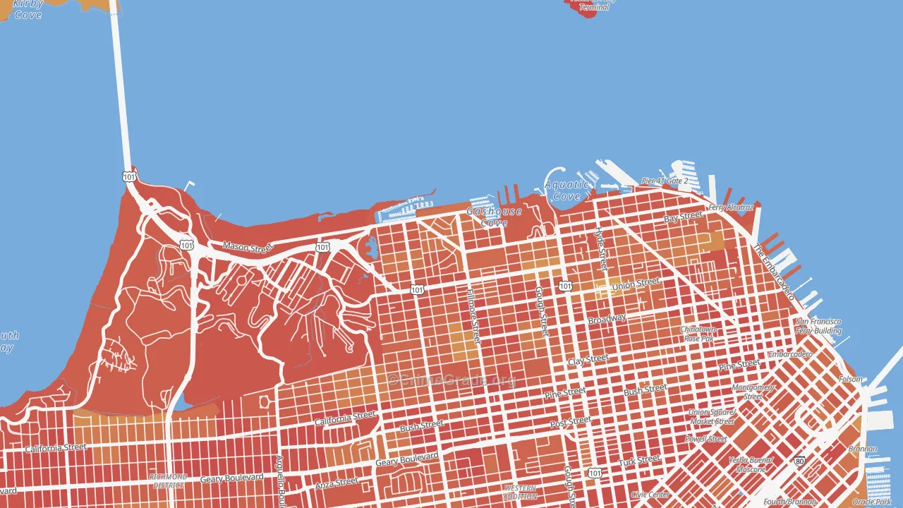 Marina-San Francisco, San Francisco, CA Map of Drug-Related Crime Rates