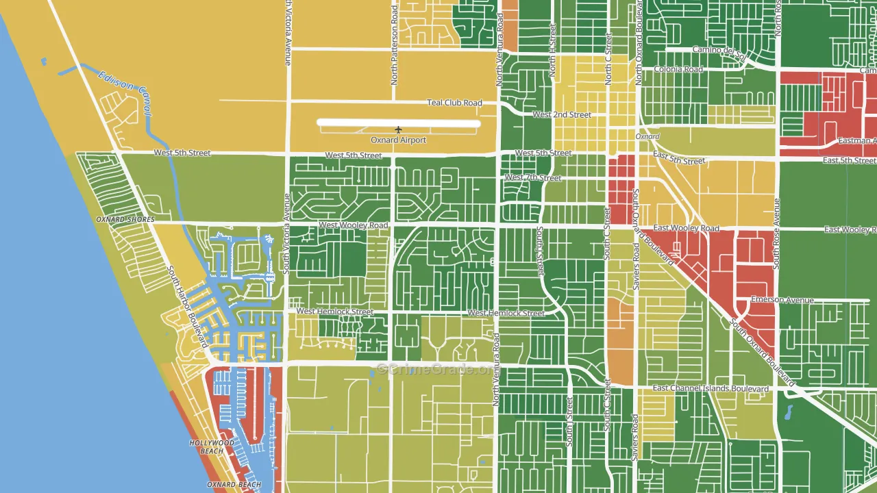 Marina West, Oxnard, CA Map of Drug-Related Crime Rates