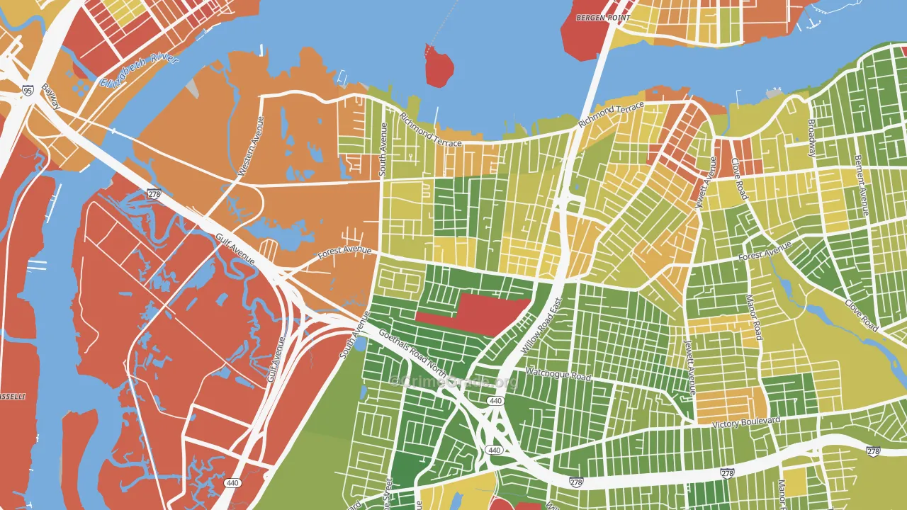 Mariners Harbor, Staten Island, NY Map of Drug-Related Crime Rates