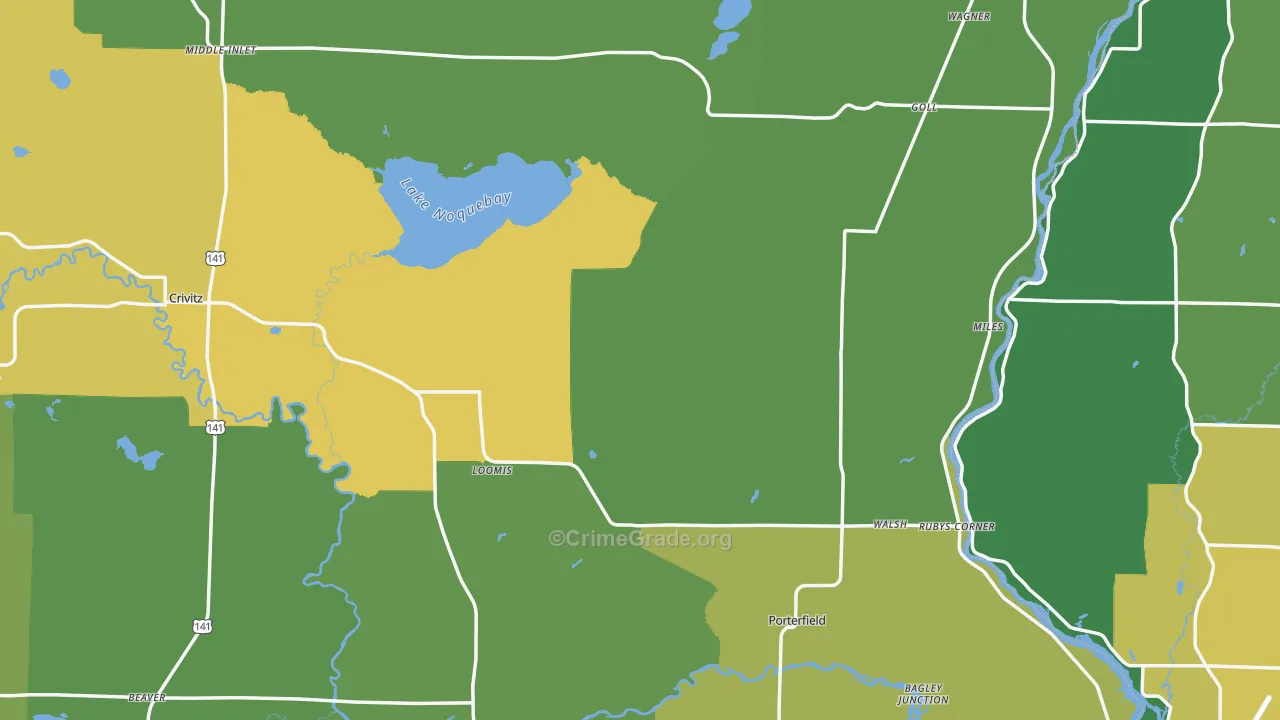 Marinette County, WI Map of Drug-Related Crime Rates