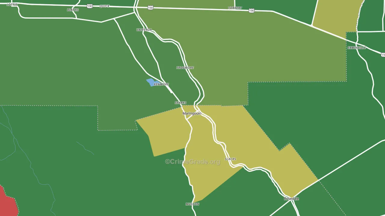 Maringouin, LA Map of Drug-Related Crime Rates