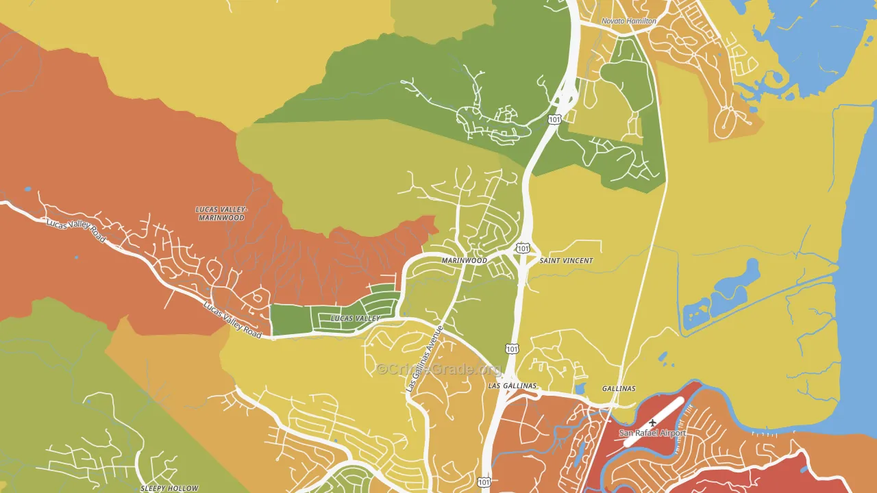 Marinwood, San Rafael, CA Map of Drug-Related Crime Rates